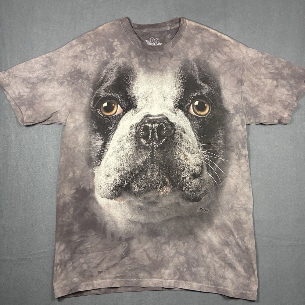 The Mountain Shirt Mens XL Black Boston Terrier Dog Face Graphic Tee 2011 USA